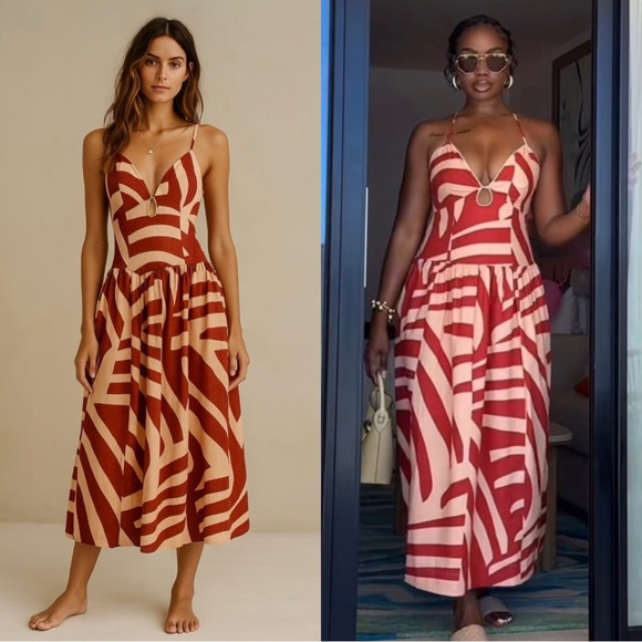 Mon Renn Surreal Midi Dress Tropico Print Cotton Red/Coral
Large - Picture 5 of 10